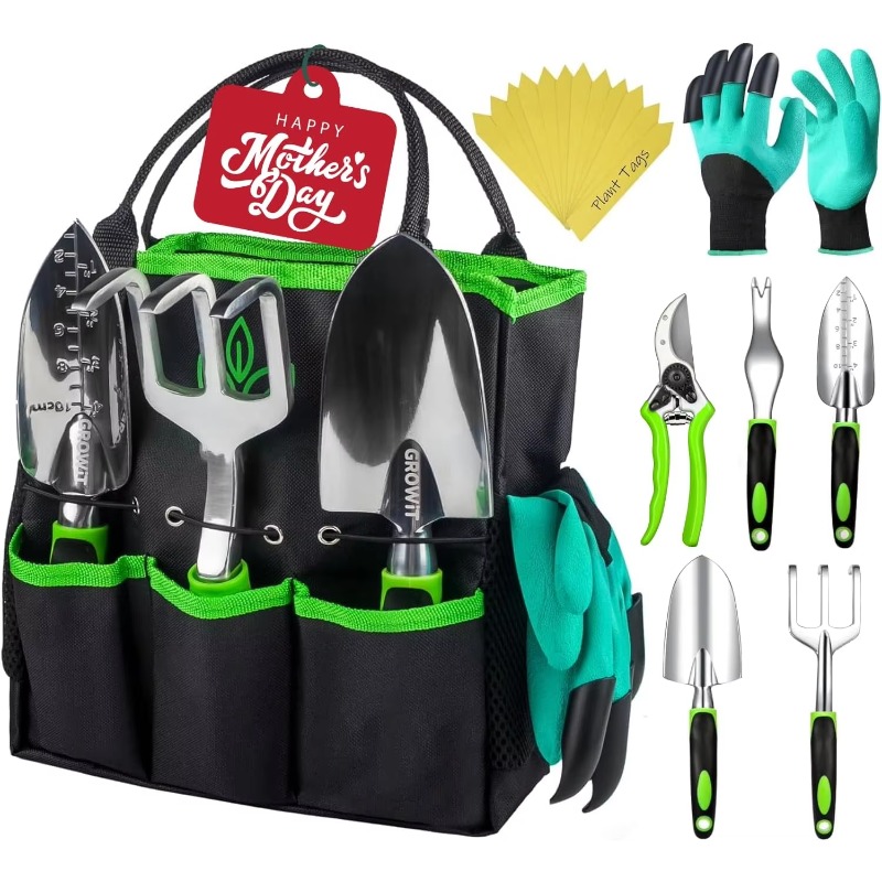 Trowel Garden Tools - 9 Pcs Ergonomic Garden Tool Set,