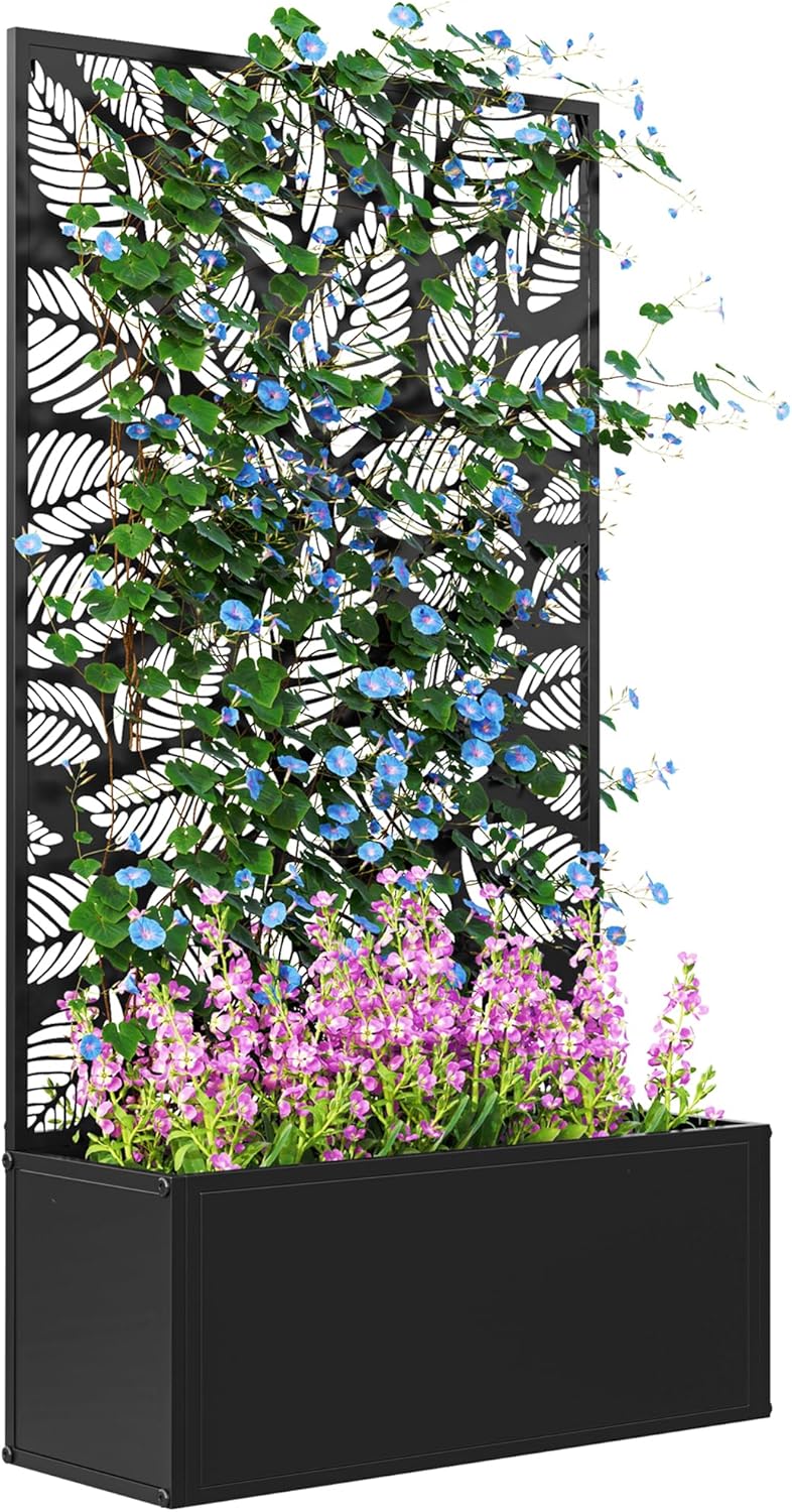 Raised Garden Bed - Metal Raised Garden Bed with Trellis