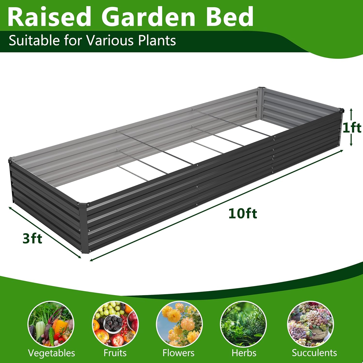 2PCS 10x3x1ft Galvanized Raise - Raised Garden Bed review and price