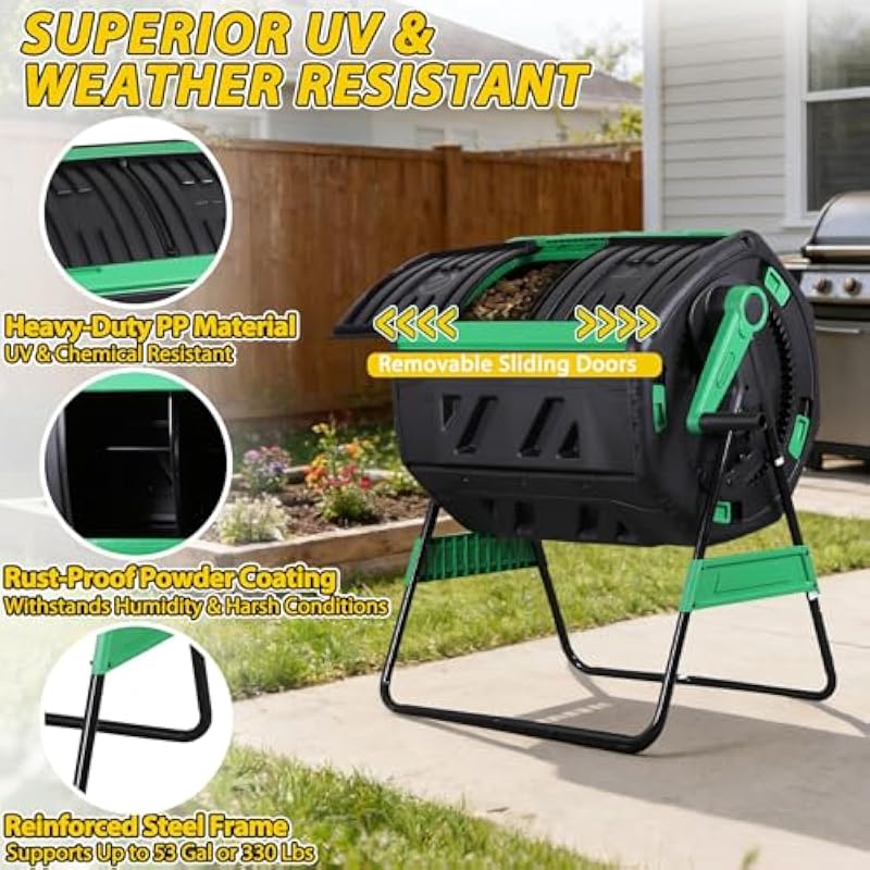 53-Gallon Two-Section Rotating - Compost Bin review and price